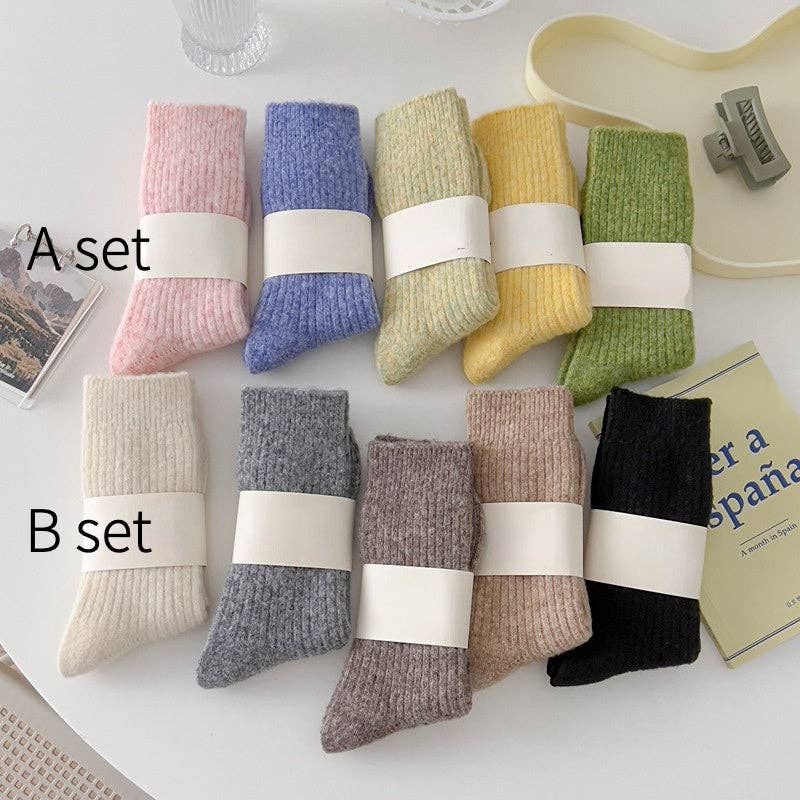 5 Pairs Warm Wool Blend Socks