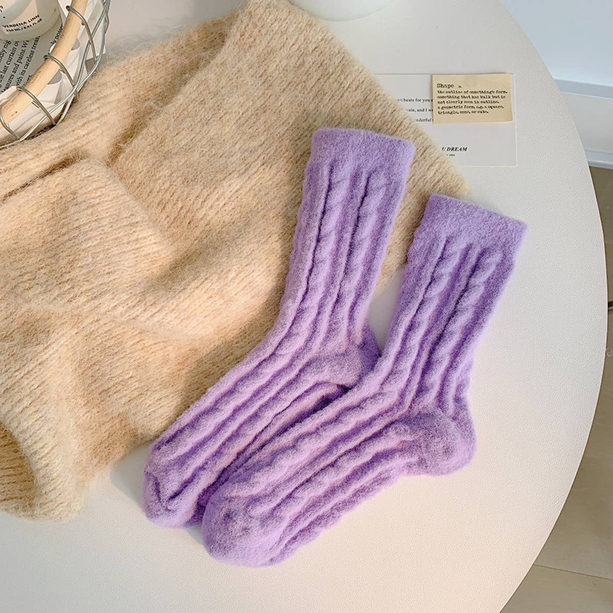Cable Knit Fuzzy Socks