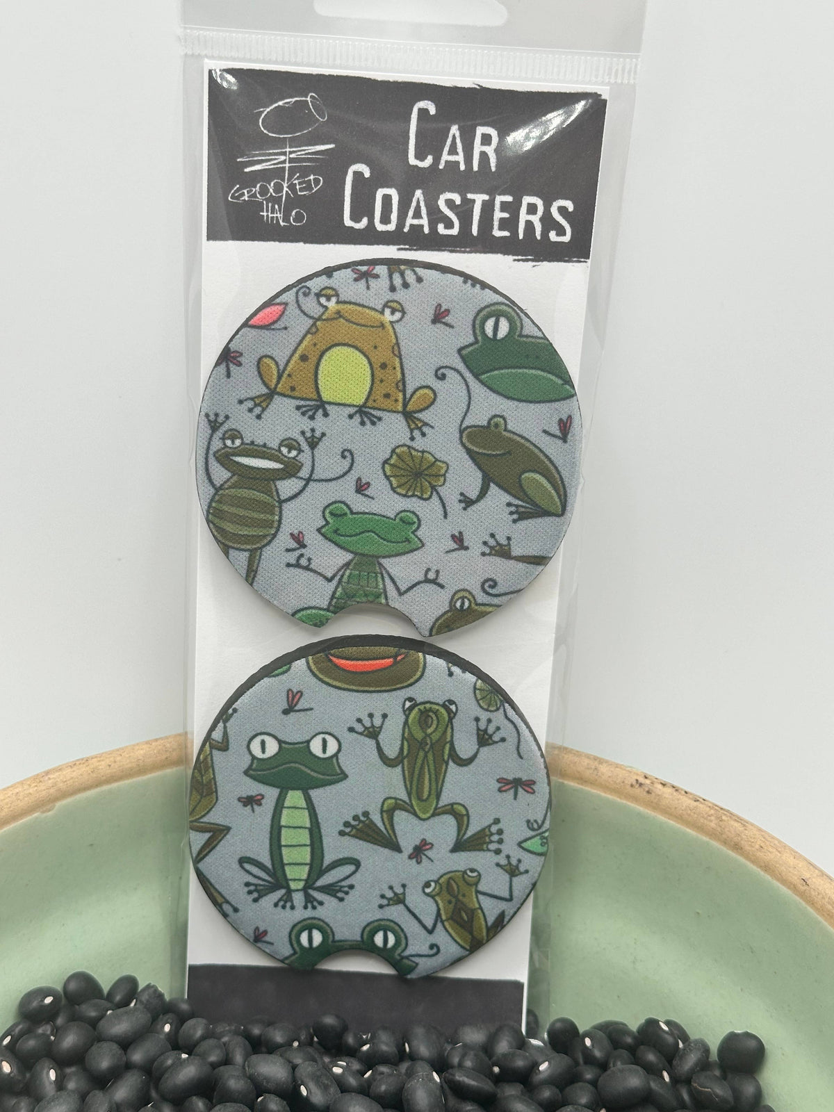 Frogs Set of 2 Neoprene Car Coasters