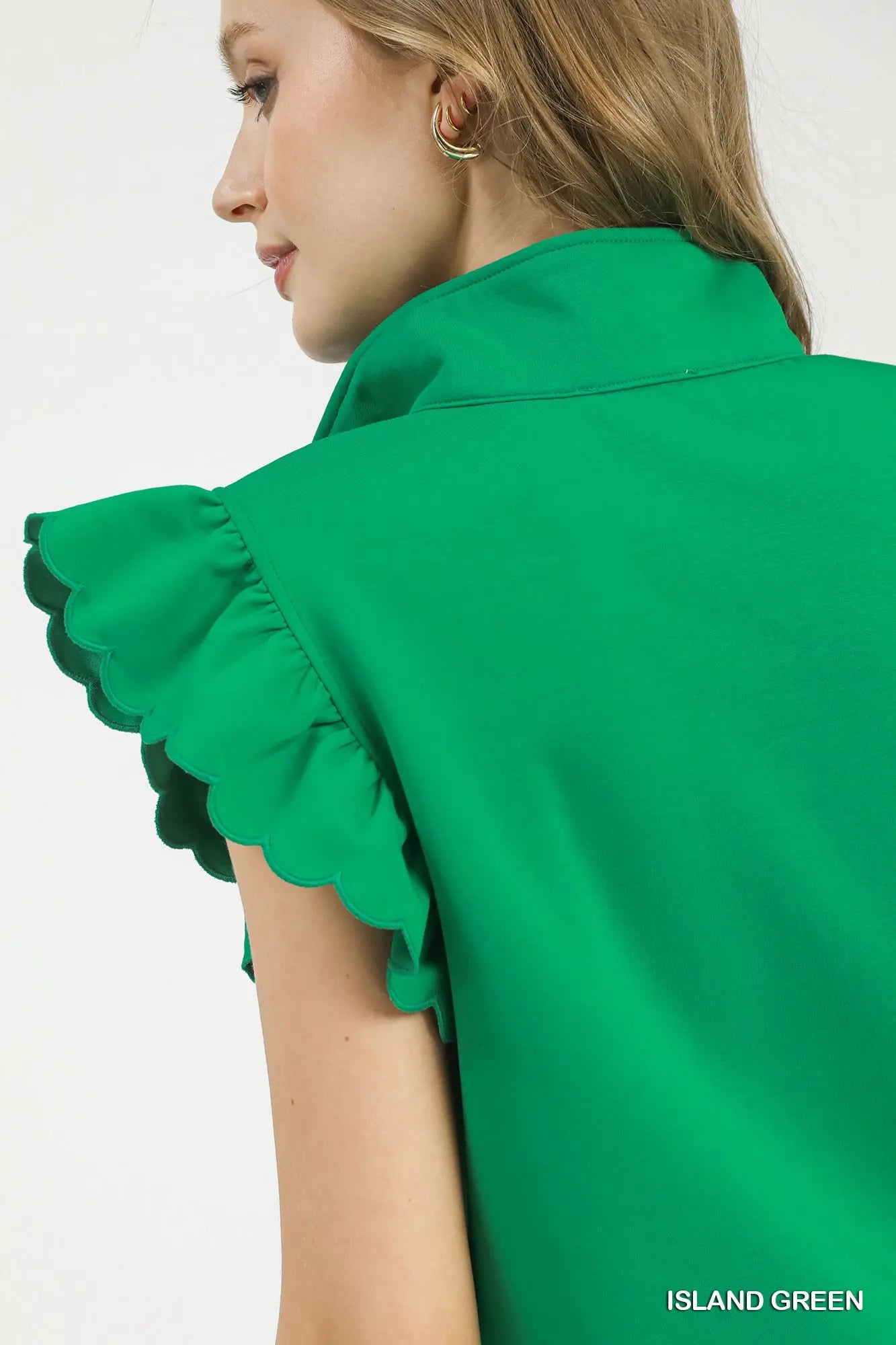 Ruffled Zip-Up Sweatshirt ISLAND GREEN