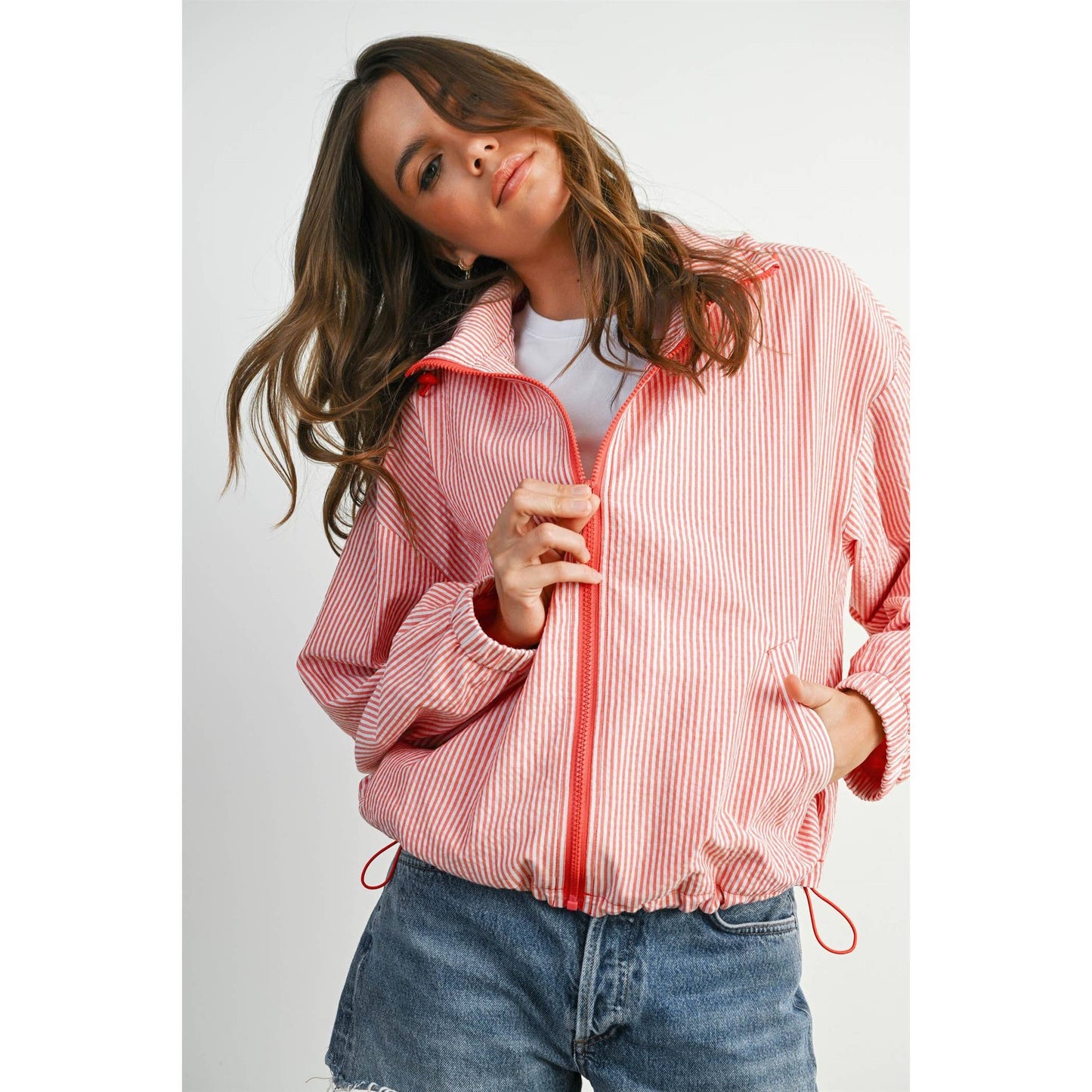 Striped Drawstring Jacket