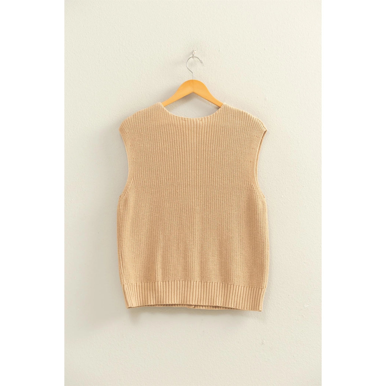 Sleeveless Button-Up Ribbed Vest