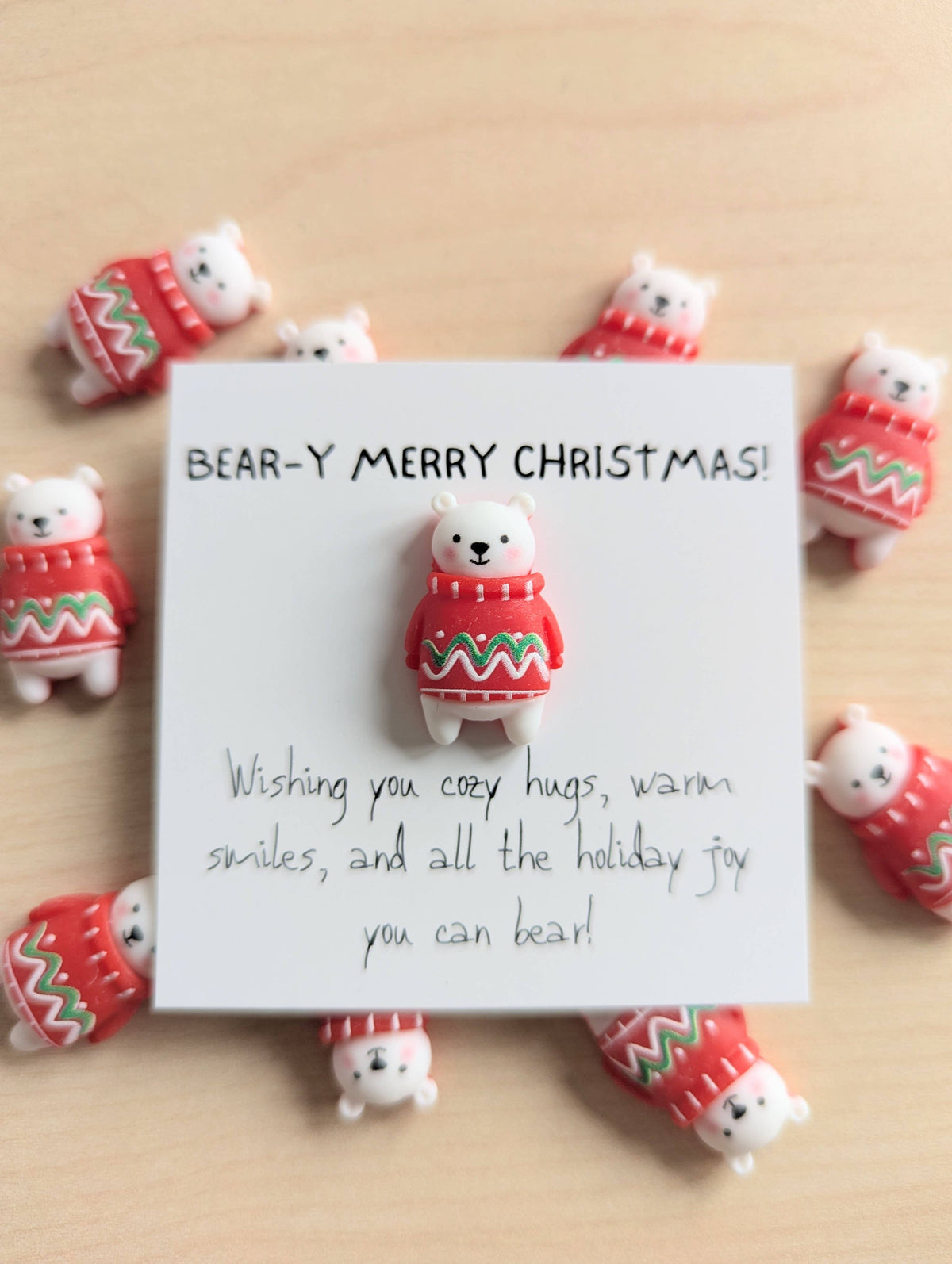Beary Merry Christmas Mini Card with Bear Figurine
