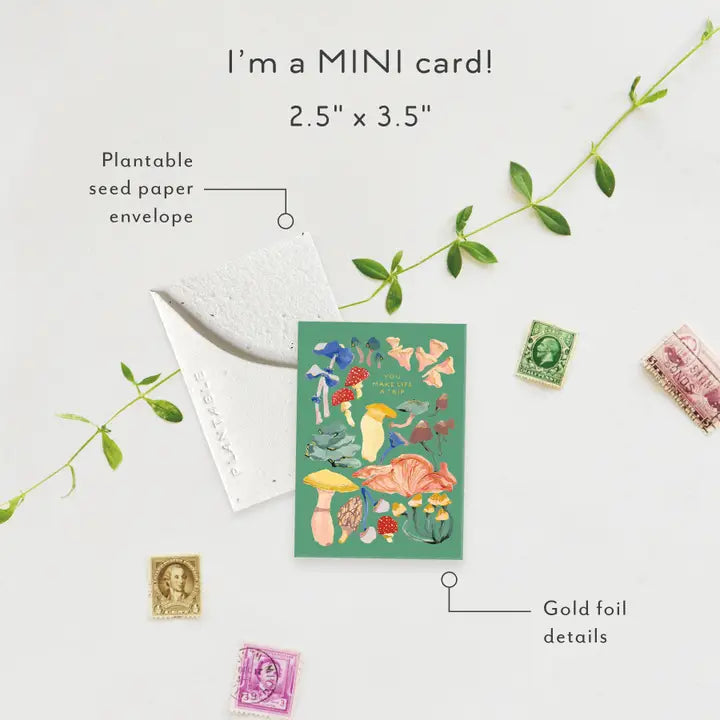 Shrooms Sprout - Friendship Mini Greeting Card