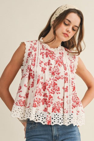 Victorian Botanique Ruffle Neck Blouse