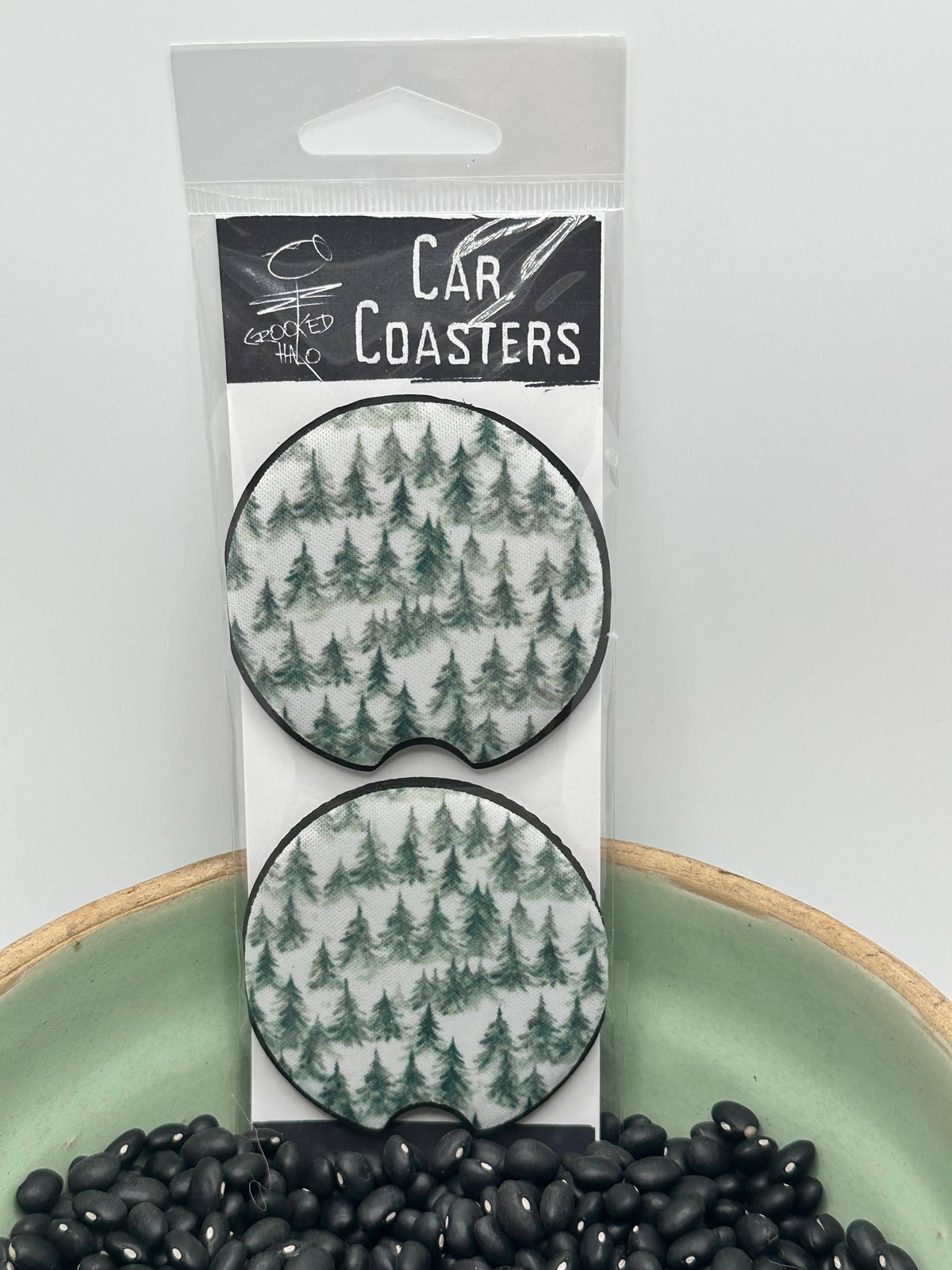 Pine Trees Set of 2 Neoprene Car Coasters