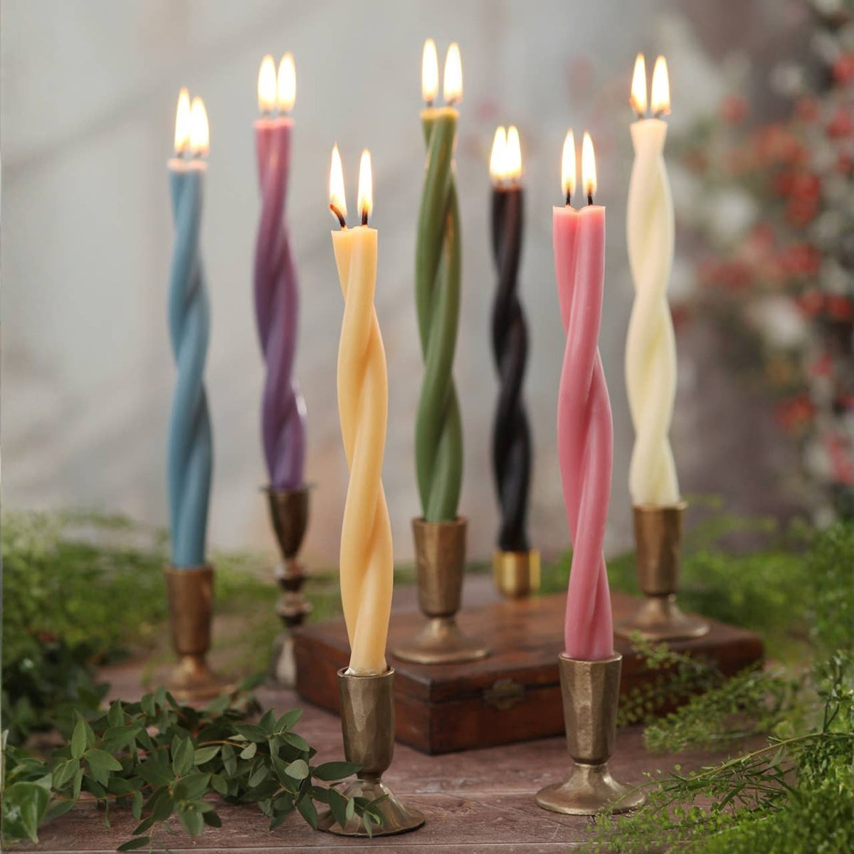 Twisted Taper Candles – 100% Pure Beeswax – Hand-Dipped