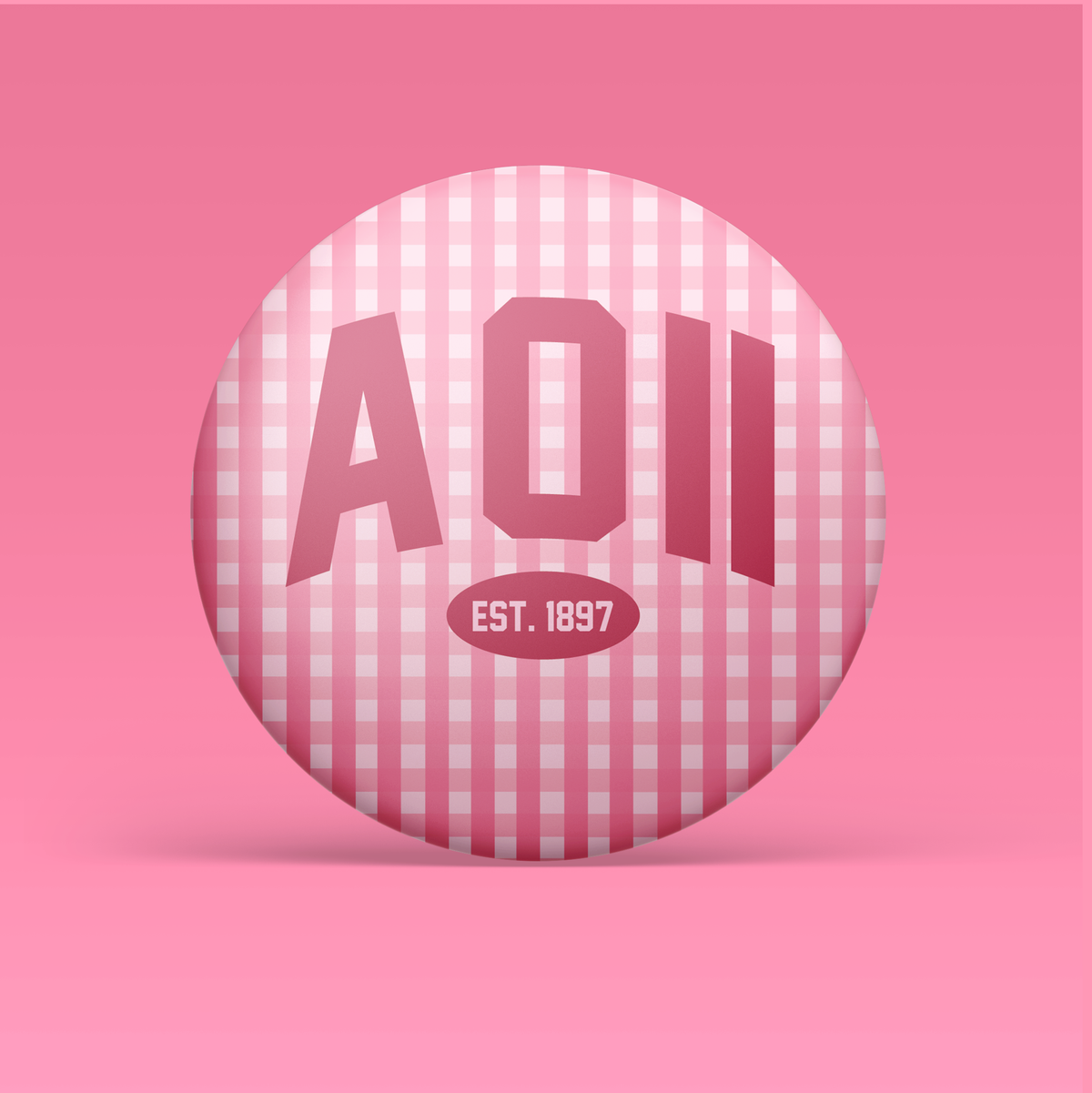 Alpha Omicron Pi Gingham Button