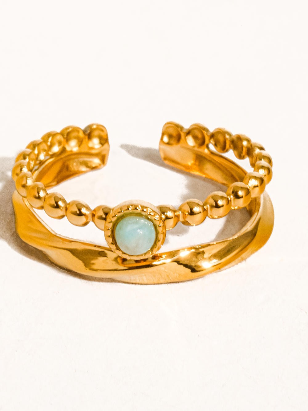 18k Gold Layered Stone Ring