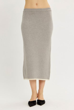 Refined Silhouette Pencil Midi Skirt With Contrast