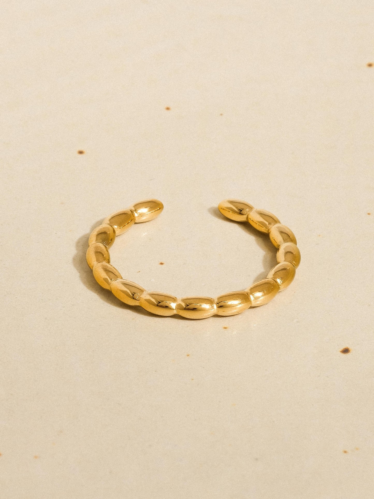 18k Gold Thin Beaded Band Ring