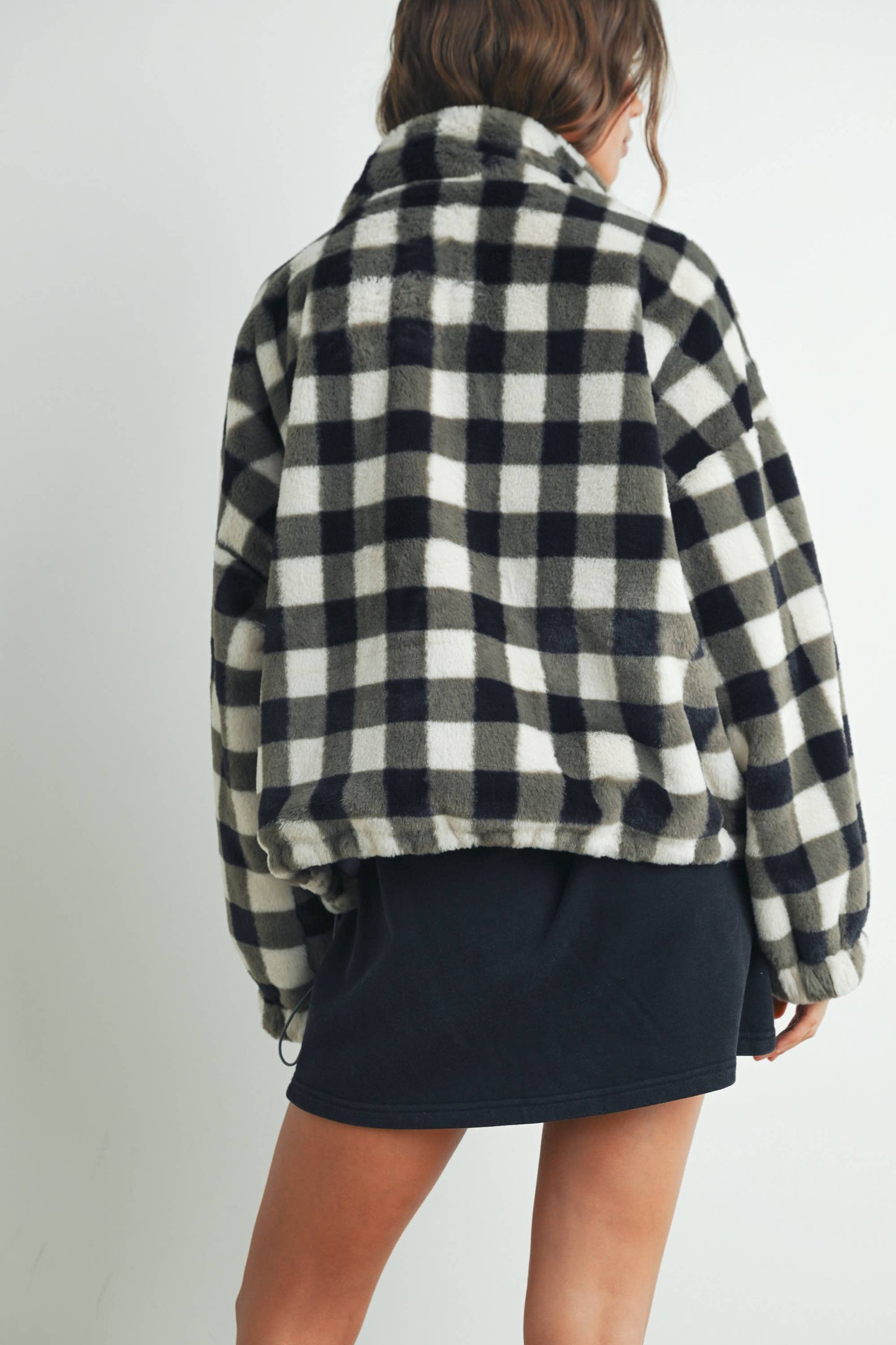 Drop Shoulder Plaid Jacket