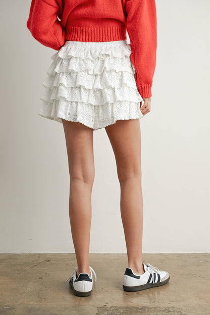 Ruffle Eyelet Mini Skort