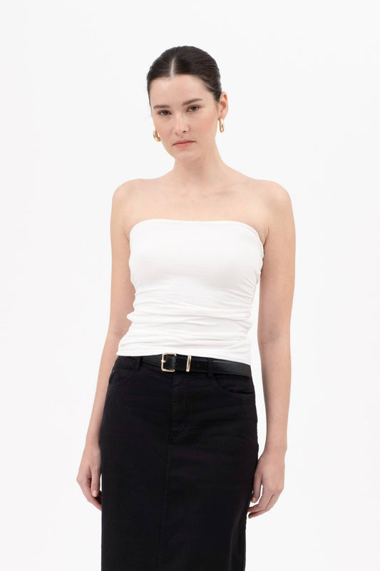 REVERSIBLE STRAPLESS SCRUNCH KNIT TOP