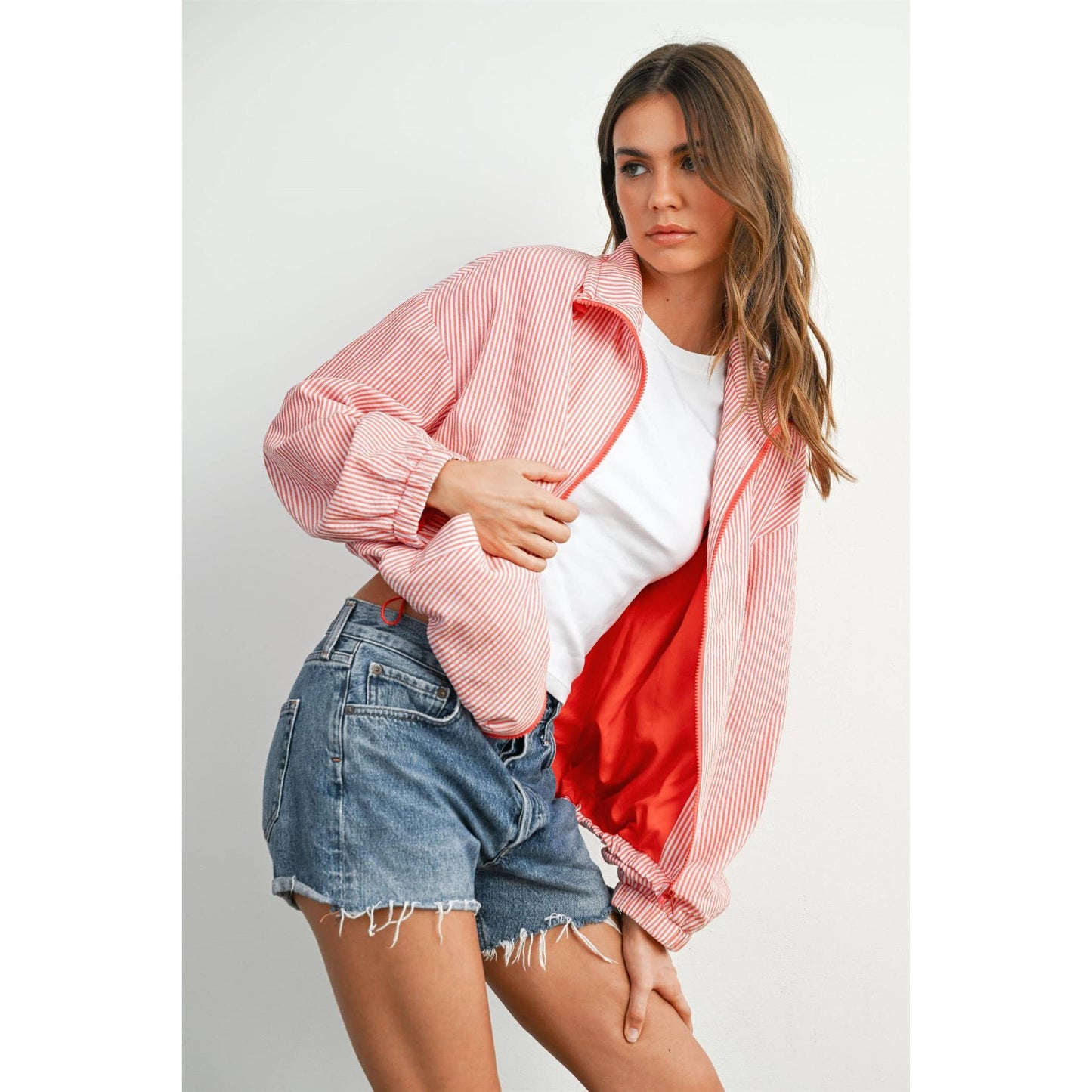 Striped Drawstring Jacket