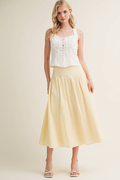 POPLIN SKIRT WITH PLEATED DETAILS