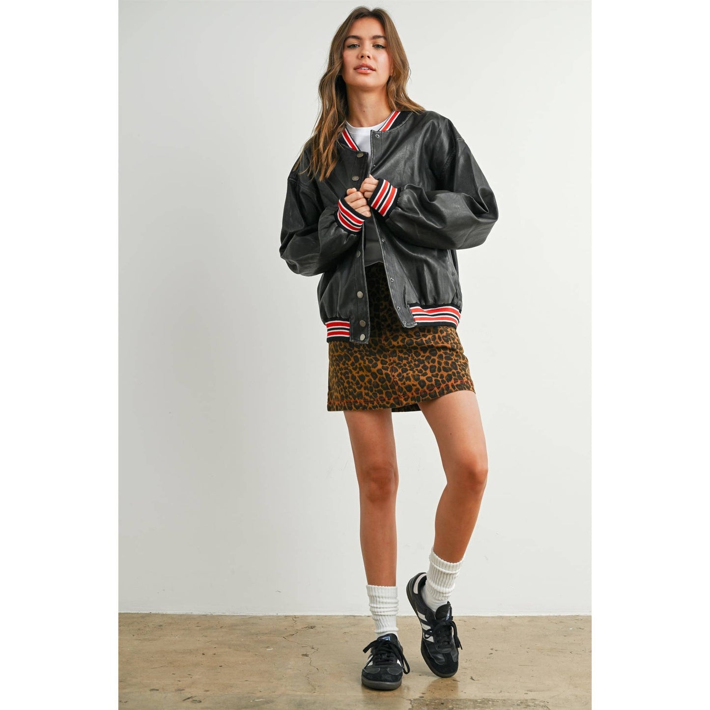 Snap-Button Varsity Bomber Jacket
