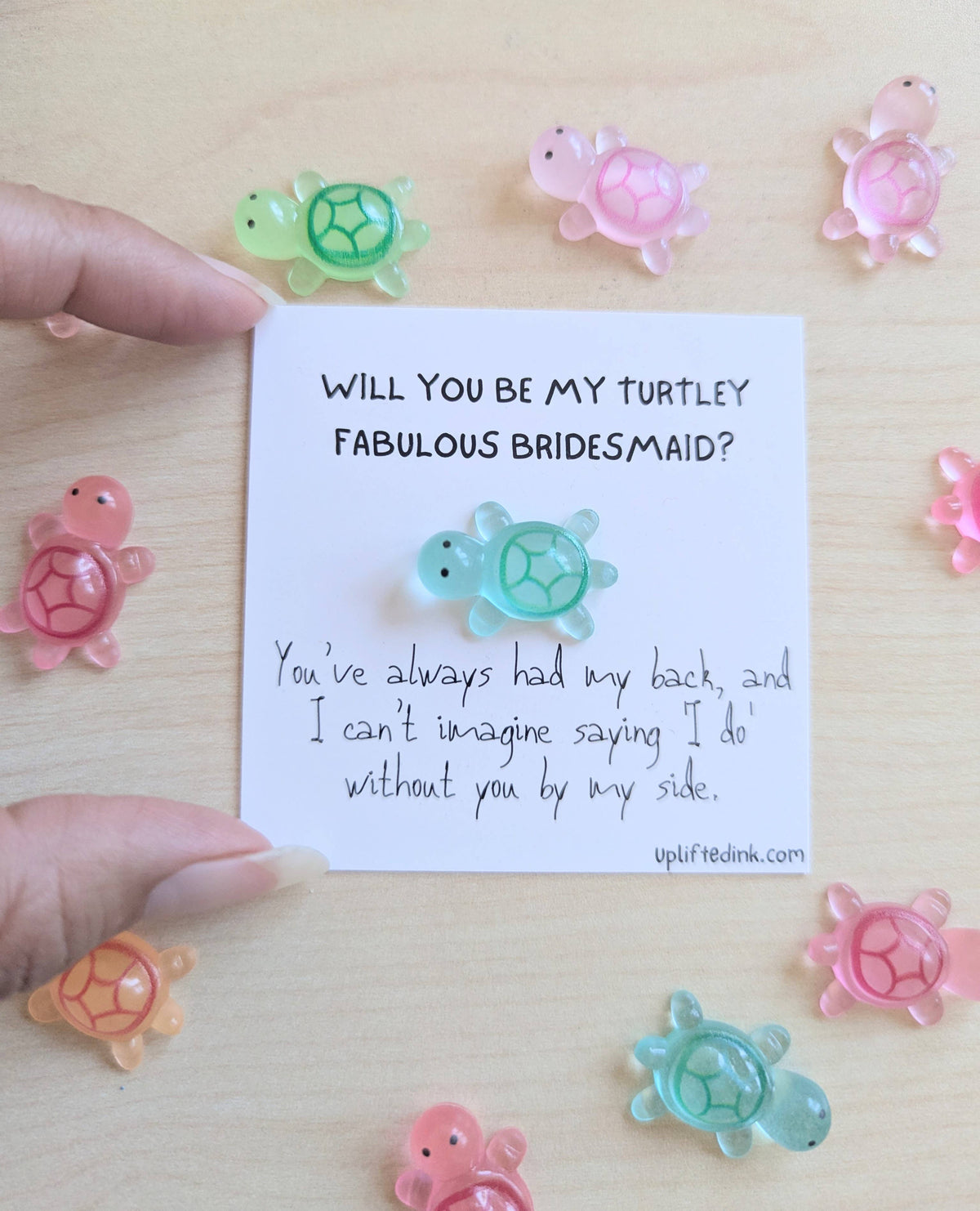 Bridesmaid Proposal Card with Turtle Figurine Gift