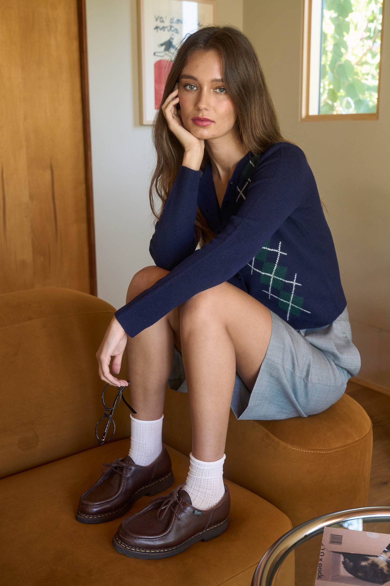 ARGYLE PATTERN CARDIGAN