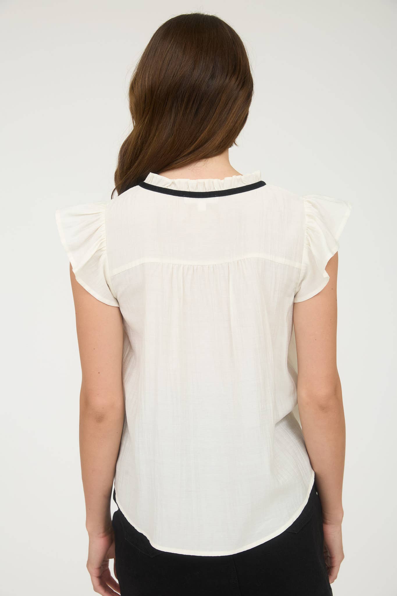 CONTRAST FRONT TIE BLOUSE