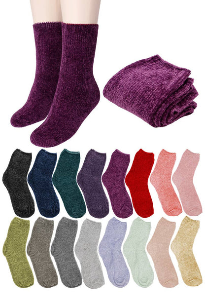 Velvety Chenille Knitted Quarter Socks