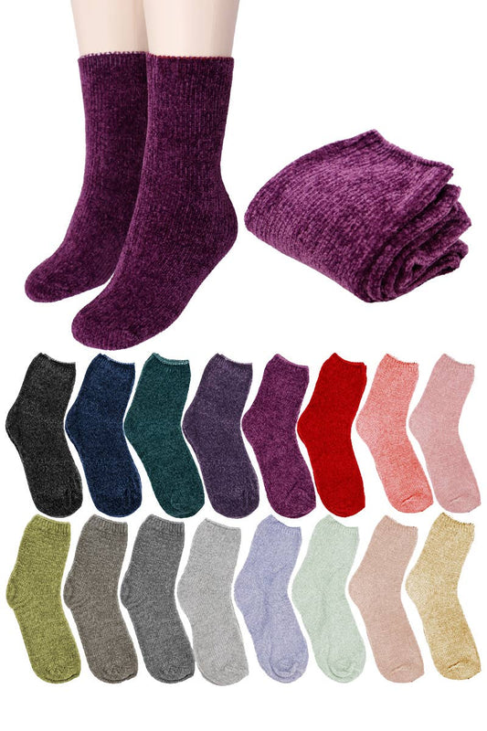 Velvety Chenille Knitted Quarter Socks