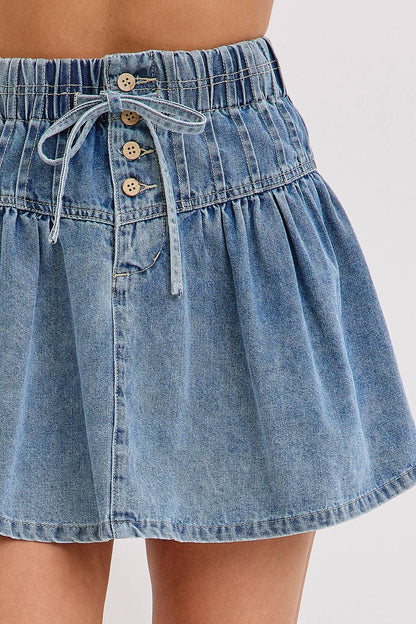 HIGH WAISTED MINI DENIM SKIRT