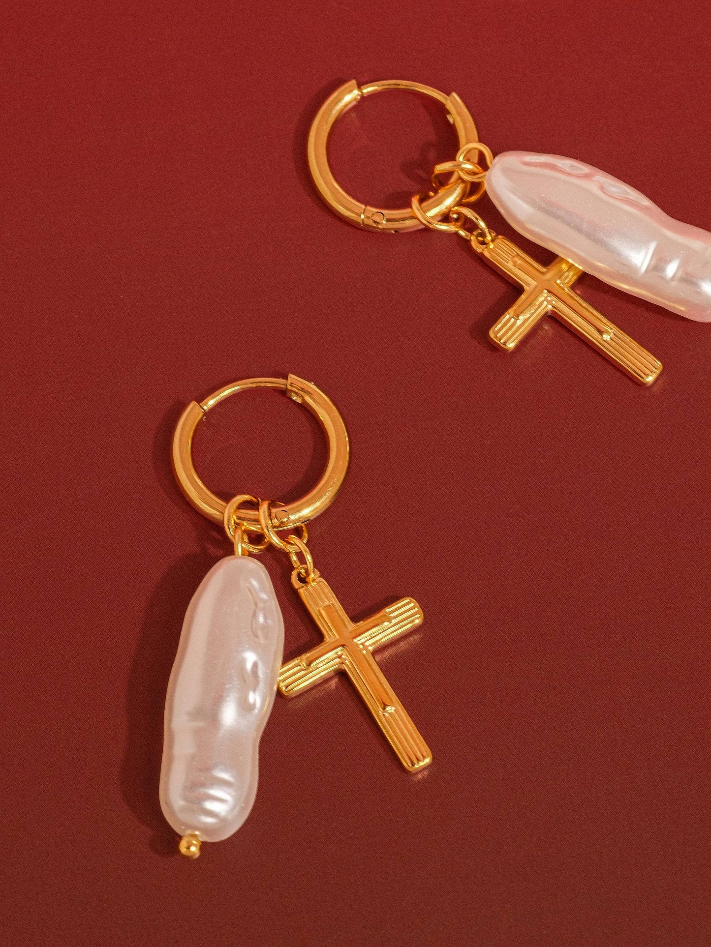 Bréline Cross Pearl Drops