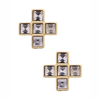 Theodora Rhinestone Cross Stud Earrings