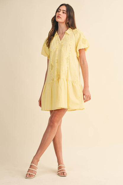 Floral Embroidery Mini Dress