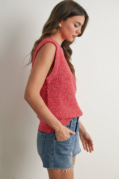 Sleeveless Crew Neck Sweater Knit Vest