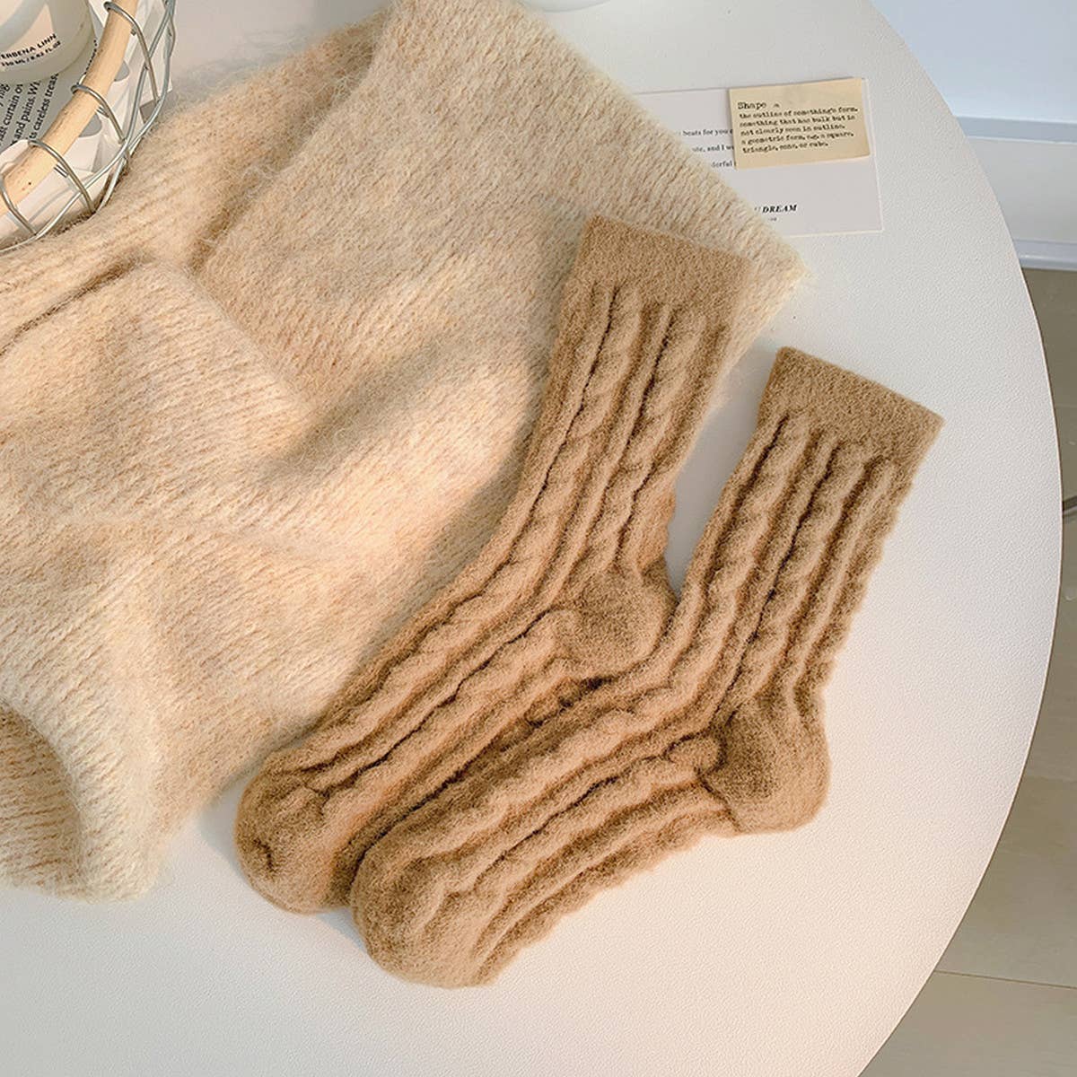 Cable Knit Fuzzy Socks