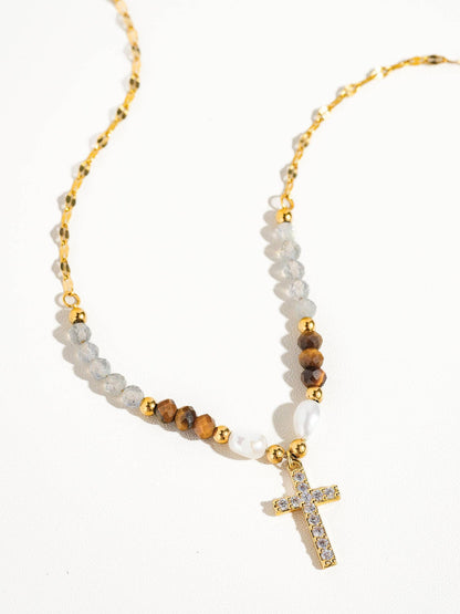 Lumiere Beaded Cross Necklace
