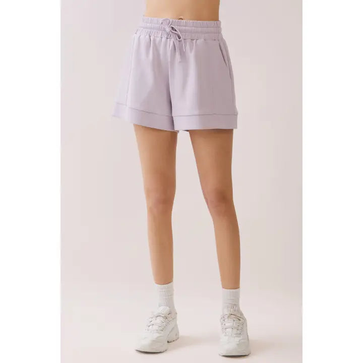 Drawstring Cuffed Hem Side Pockets Shorts