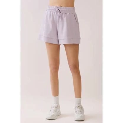 Drawstring Cuffed Hem Side Pockets Shorts