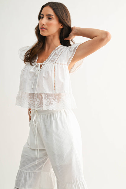 CST10128J LACE-TRIMMED BLOUSE