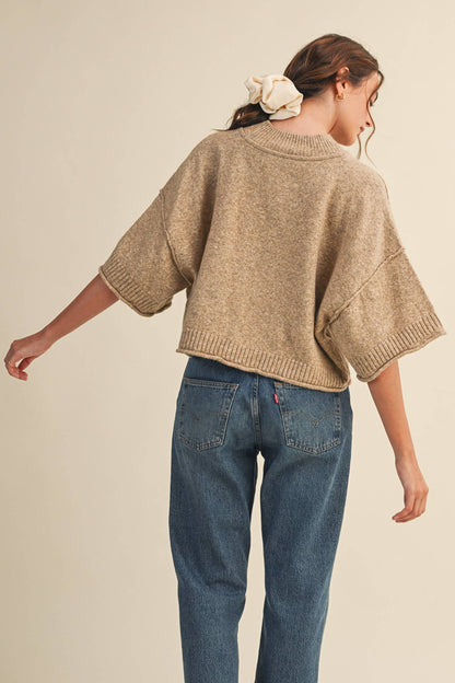 Mock Neck Short Sleeve Sweater