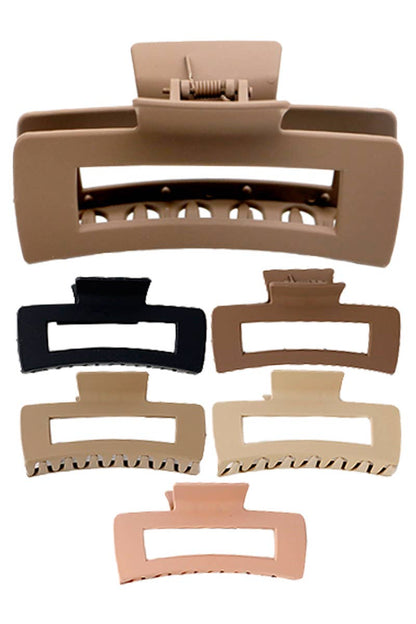 Wide Block Matte Earth Tone Hair Clip