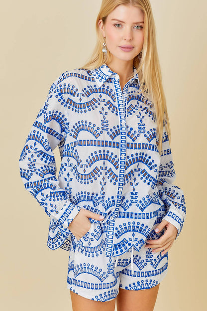 Eyelet Lace Elastic Waist Shorts