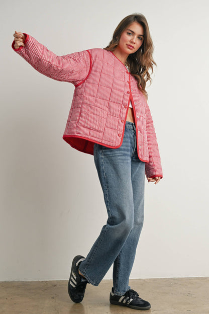 Buttoned Quilted Puffer Jacket