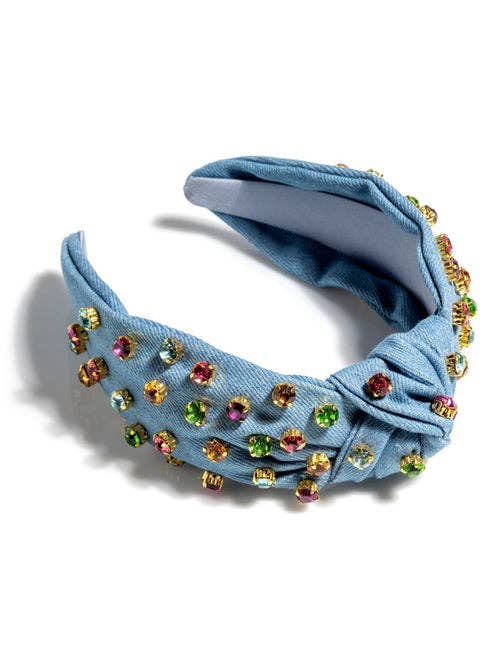EMBELLISHED DENIM KNOTTED HEADBAND
