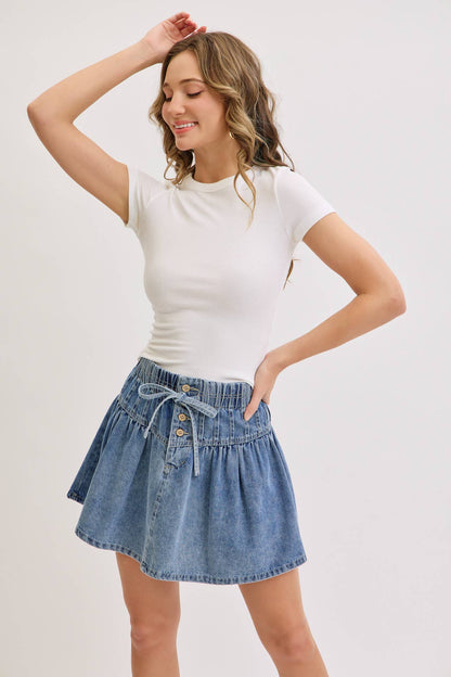 HIGH WAISTED MINI DENIM SKIRT