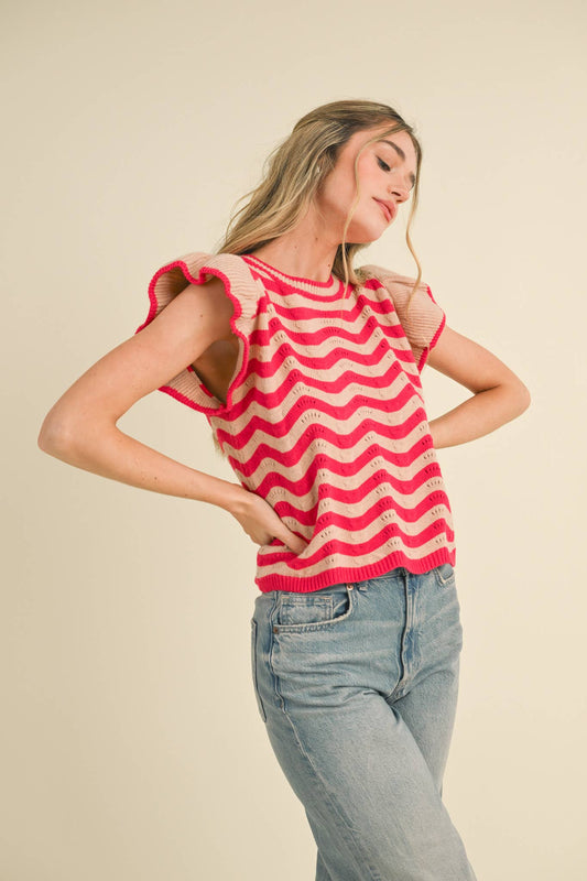 WAVY STRIPES SWEATER TOP