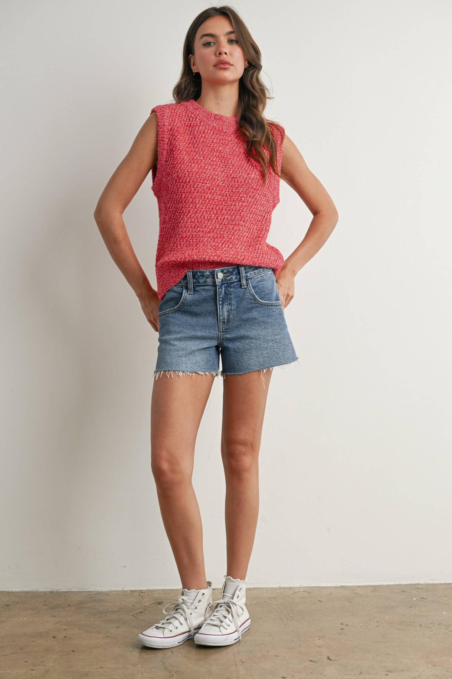 Sleeveless Crew Neck Sweater Knit Vest