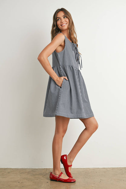 Mini Red Stripe Bowknot Dress