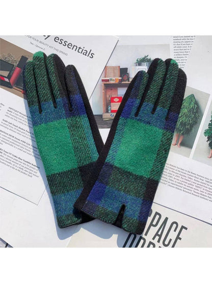 Plaid Touchscreen Gloves
