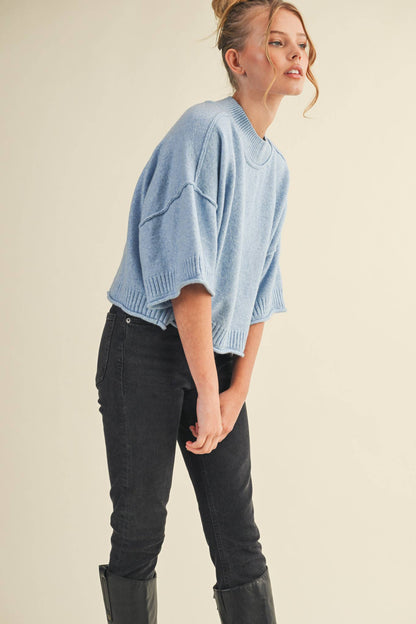 Mock Neck Short Sleeve Sweater