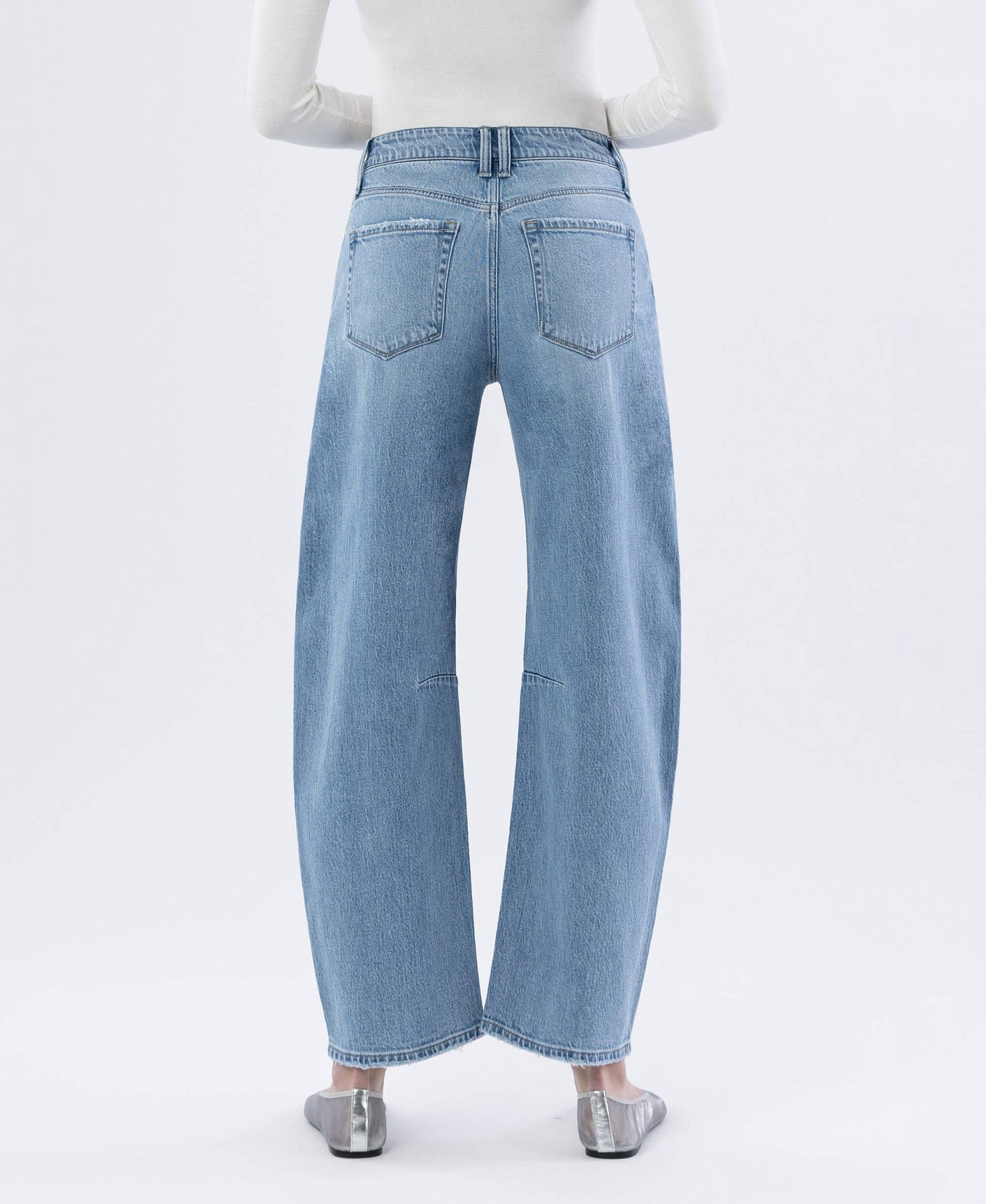 HIGH RISE MEDIUM LIGHT WASH WIDE BARREL JEANS