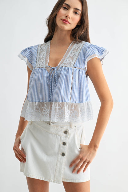 CST10128J LACE-TRIMMED BLOUSE