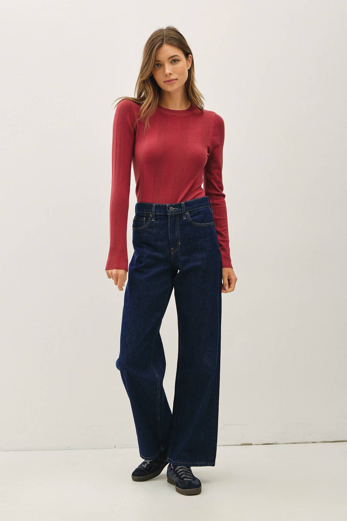BASIC PATTERNED KNIT SWEATER
